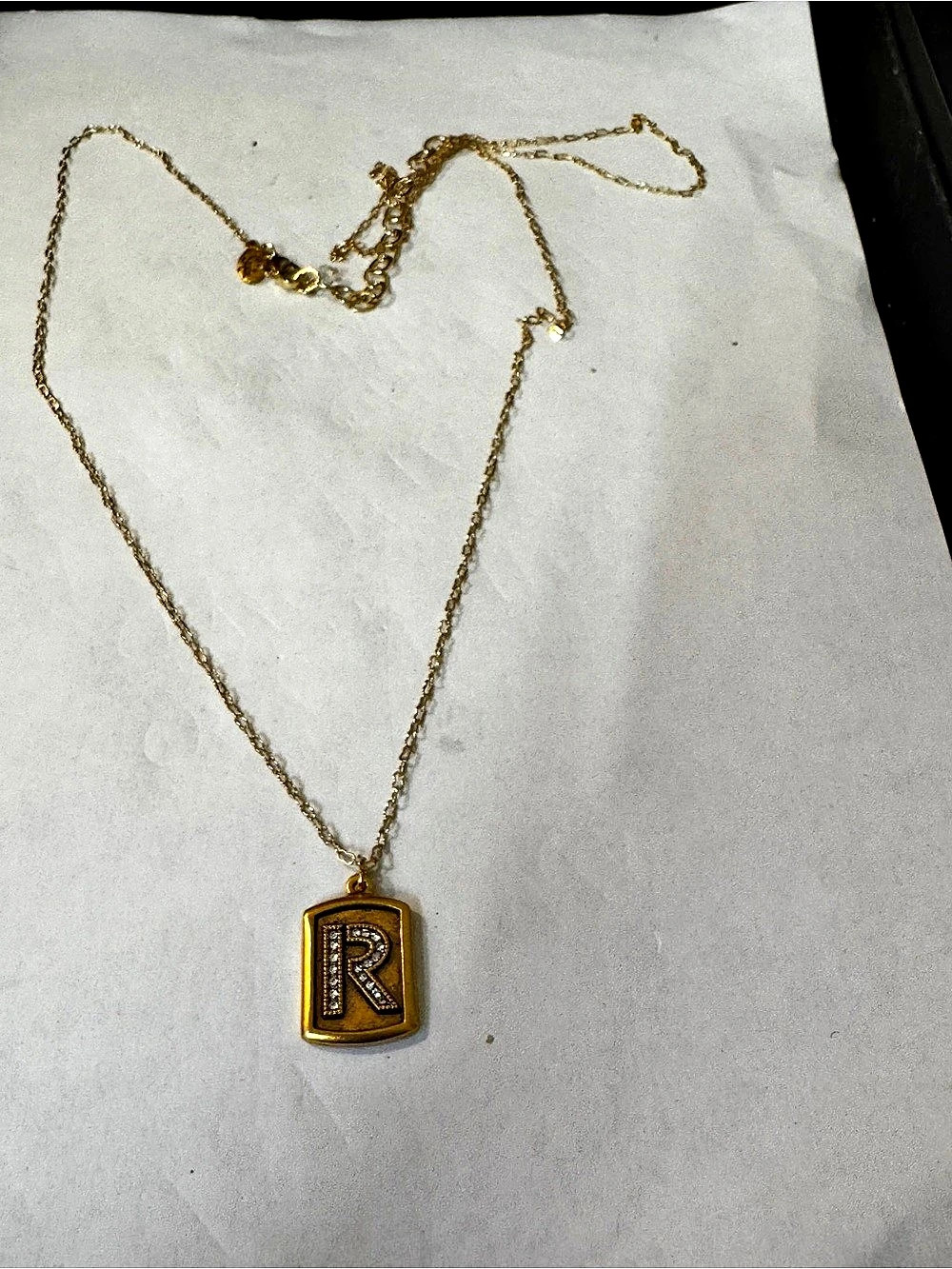 Necklace Gold Initial R 297 - Picture 2 of 4